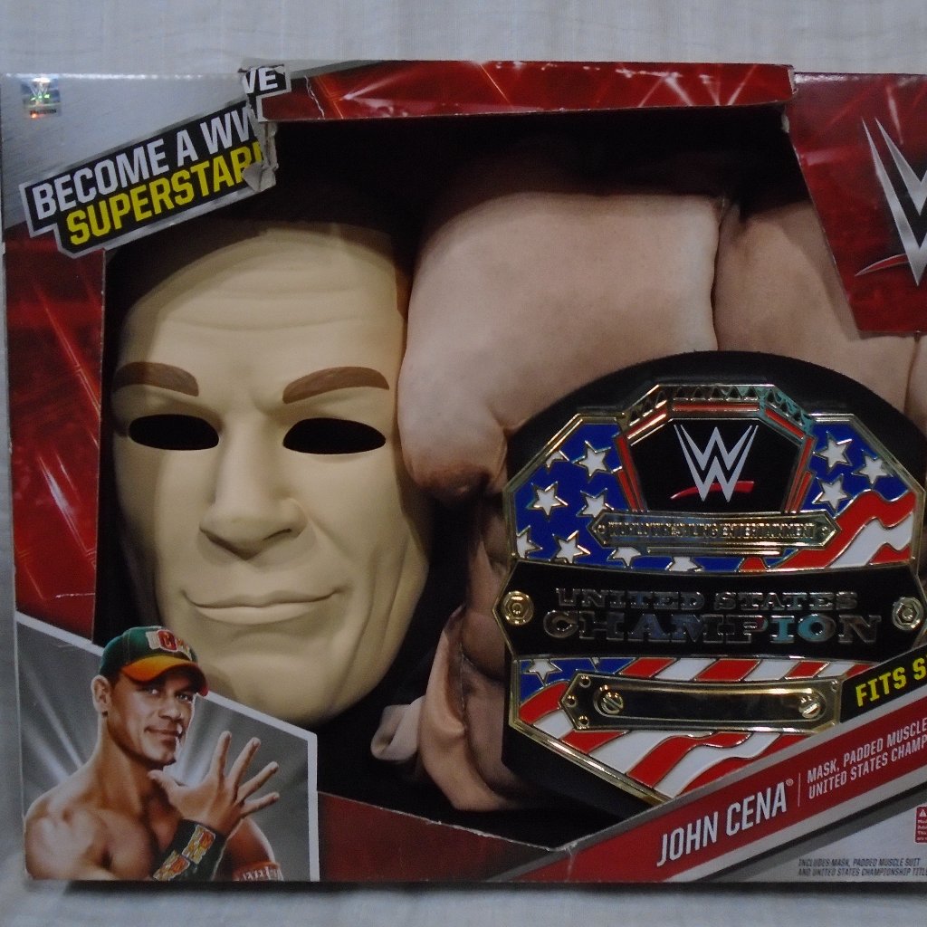Wwe Wrestling John Cena Mask Deluxe Muscle Suit & Champion Belt Costume Playset